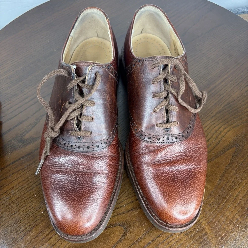 Cole Haan Shoes Men's 8D Brown Pebble Leather Brogue Derby Oxford Saddleback USA
